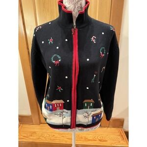 Women's Vintage Tabi Christmas Sweater. Full Zip. Size Medium. EUC